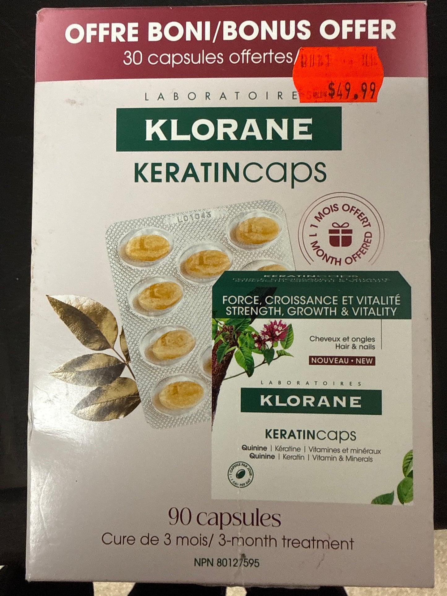 Klorane Keratin caps for hair & nails 90 capsules