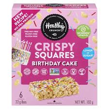 Healthy Crunch Rice Krispie Squares - Birthday cake one box per order of ANY snack bars we have