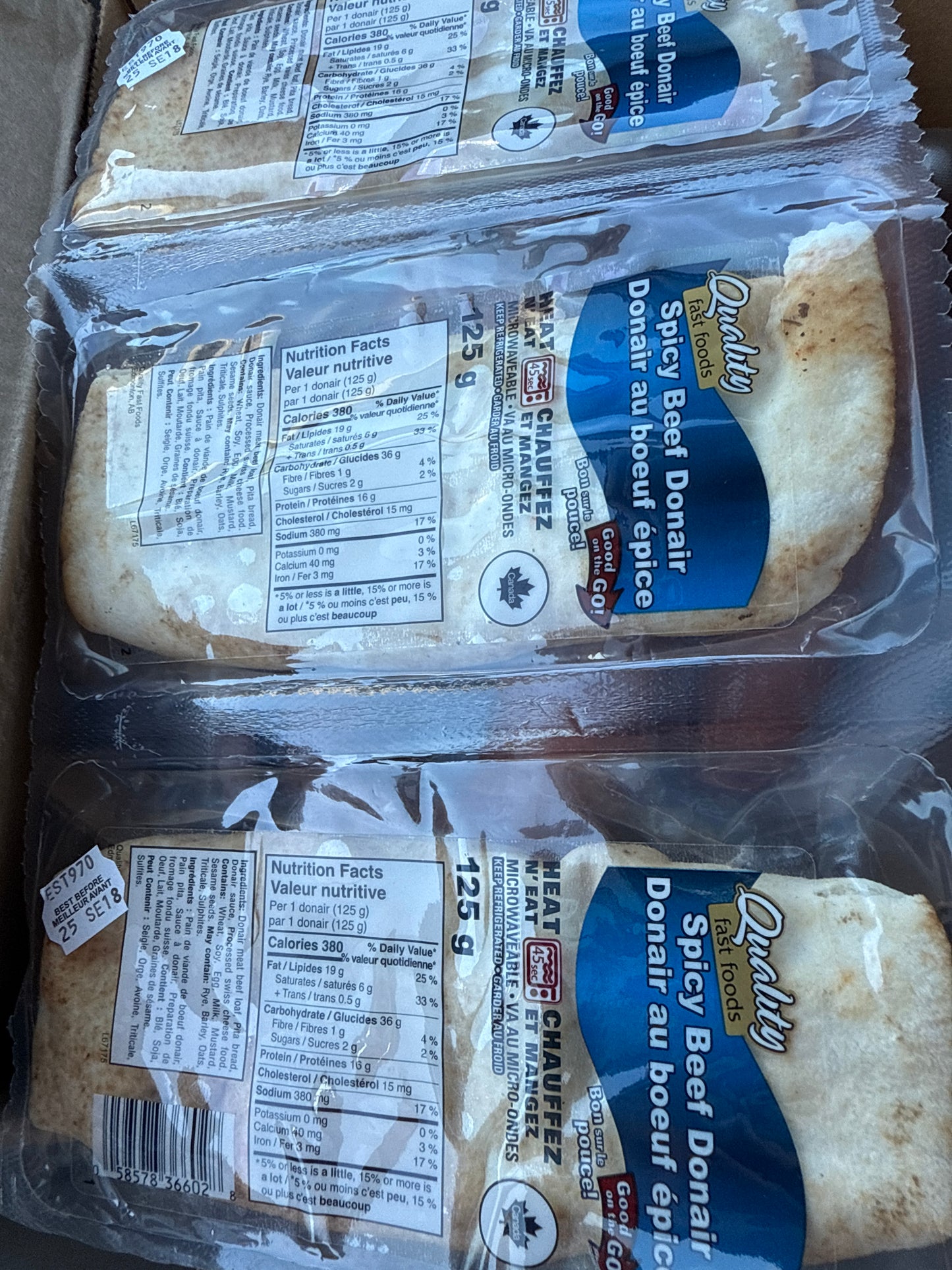 Spicy beef donair heat n’ eat 3pk