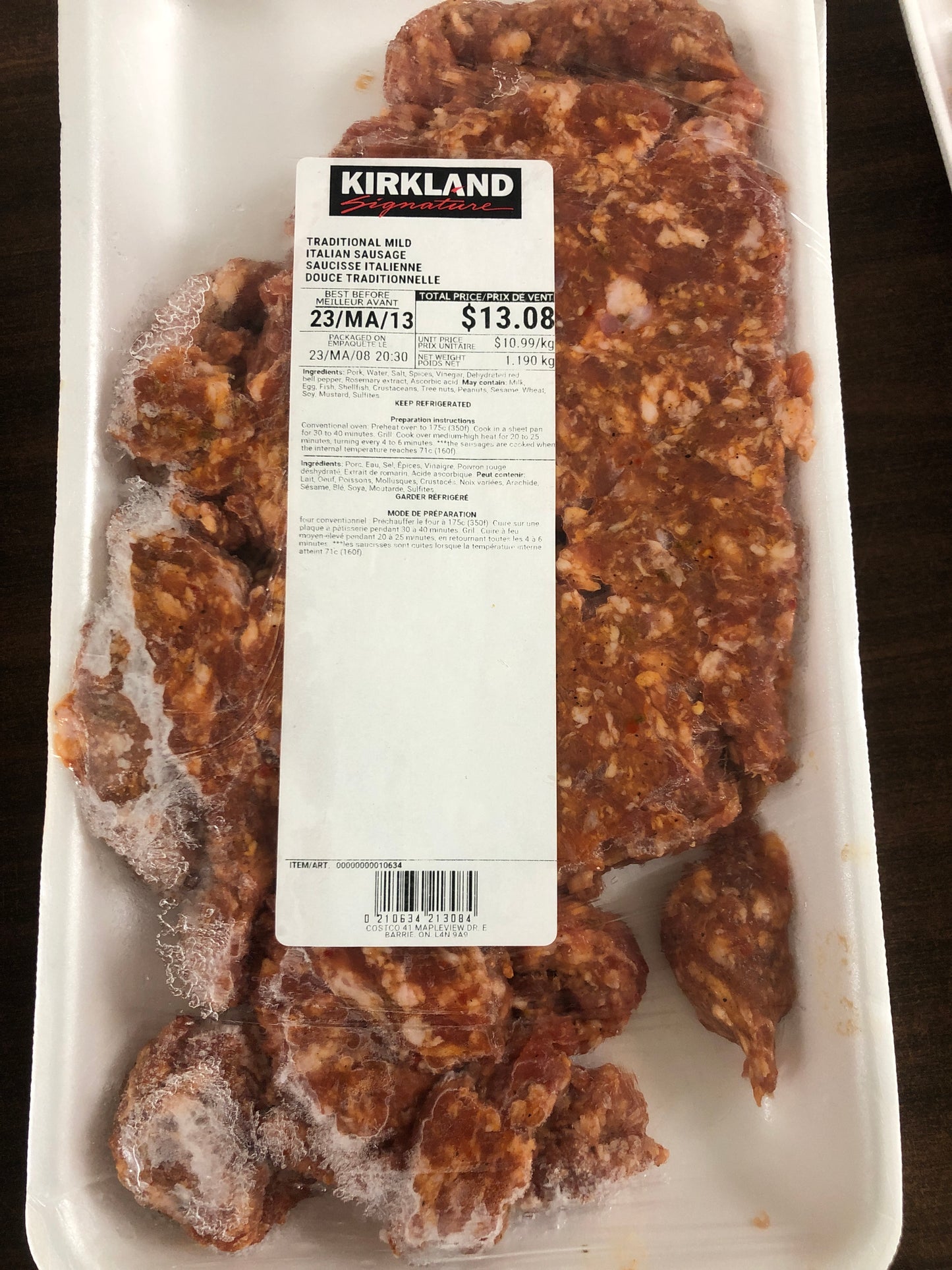 Mild Italian sausage pieces