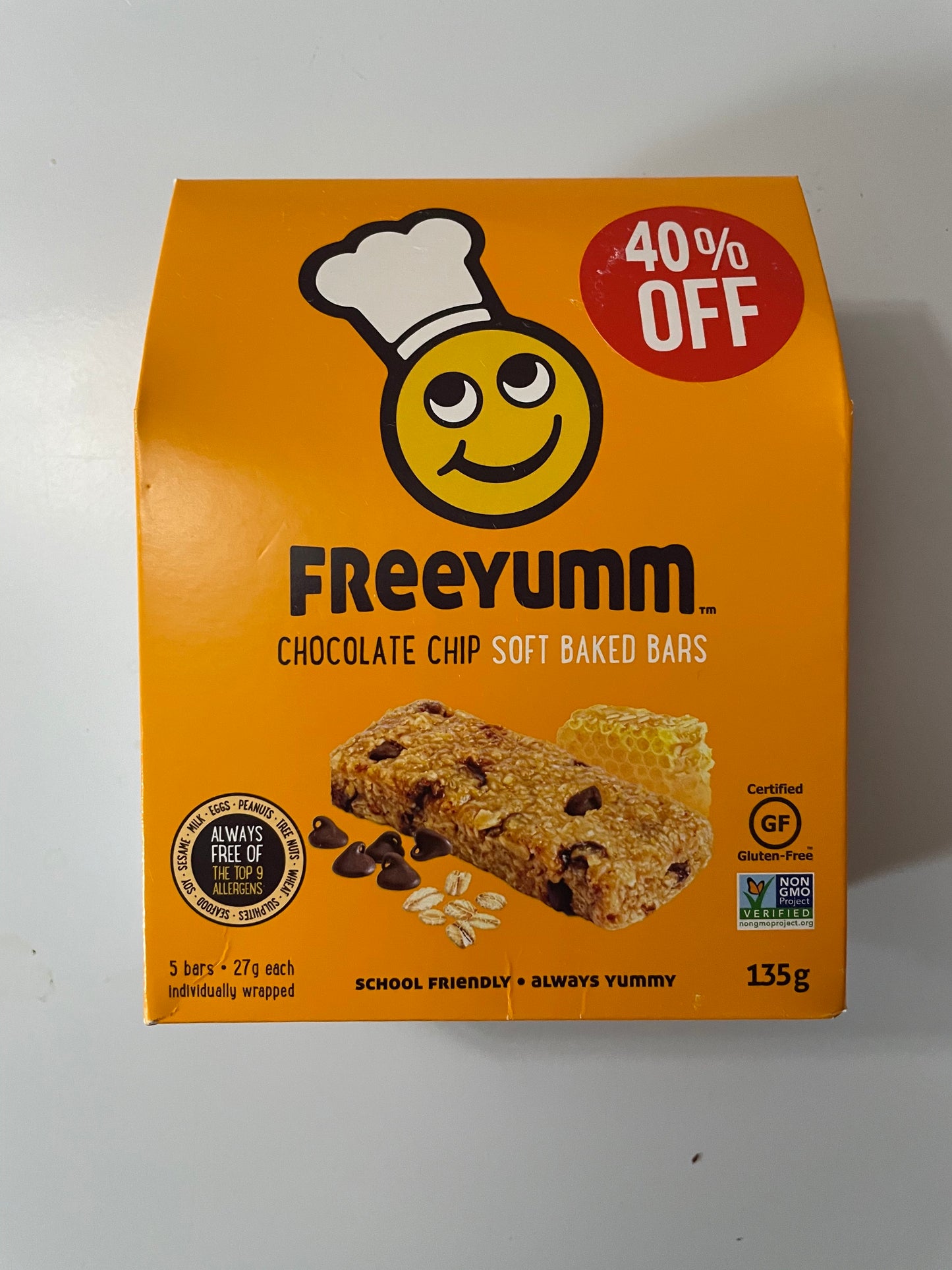 Freeyumm Chocolate Chip Bars (135g)