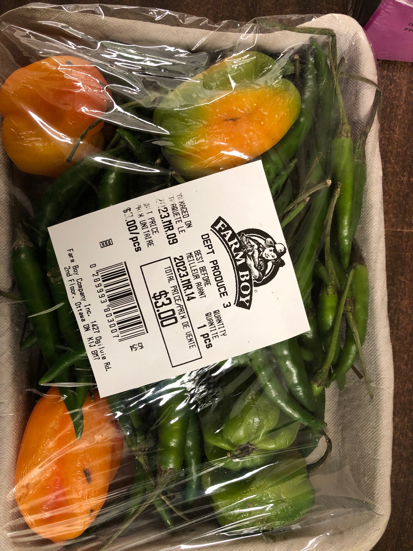 Hot pepper tray