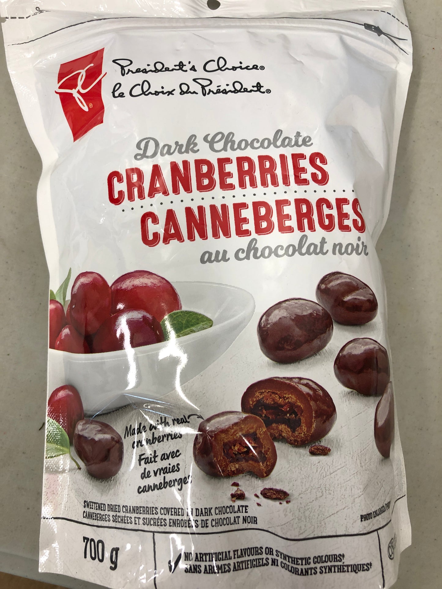 Dark chocolate cranberries