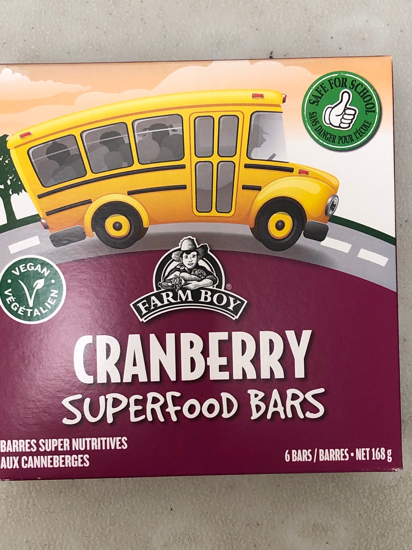 Cranberry superfood bars- one box per order of ANY snack bars we have