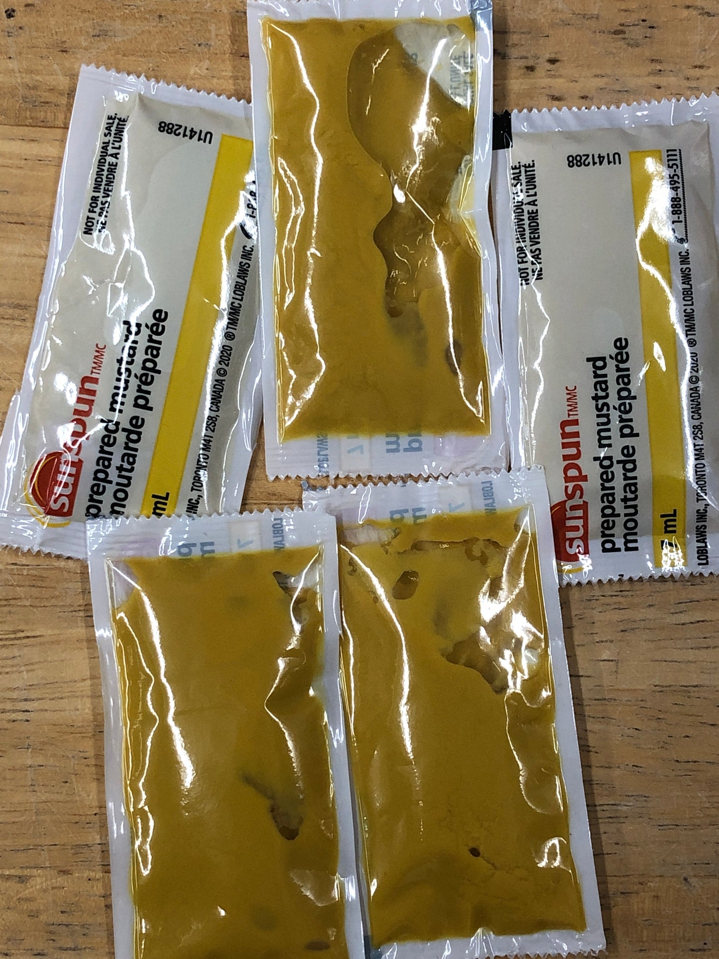 Mustard one serving portion packets, bag of 5