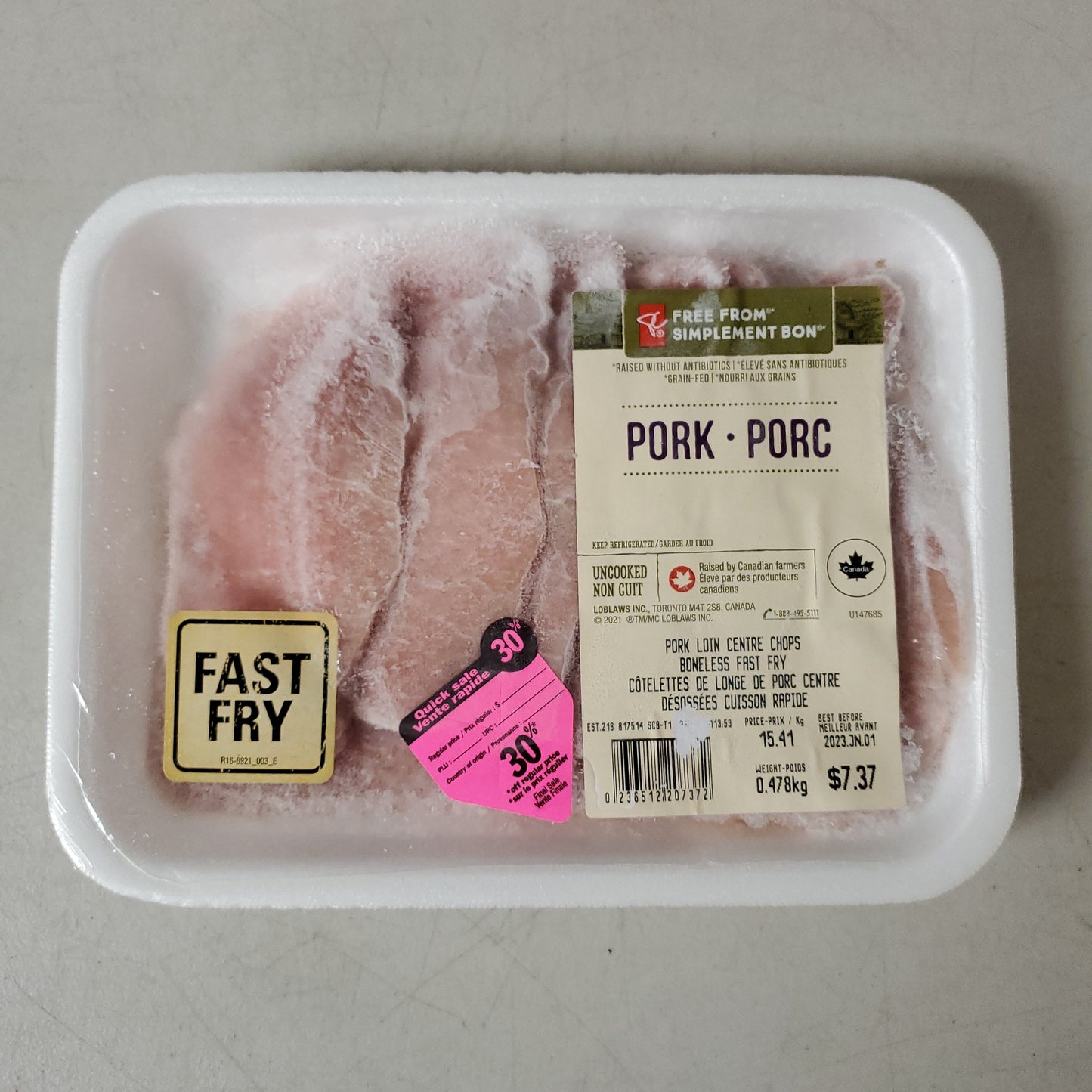 Frozen pork - Limit: one meat for household