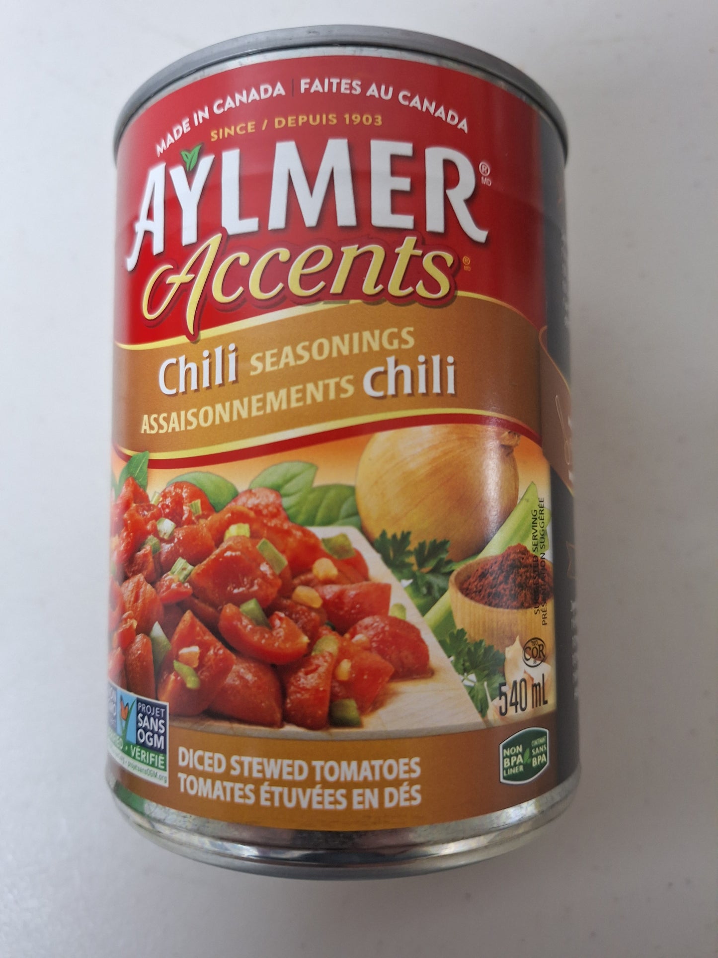 Aylmer Accents Garlic and Olive Stewed Tomatoes