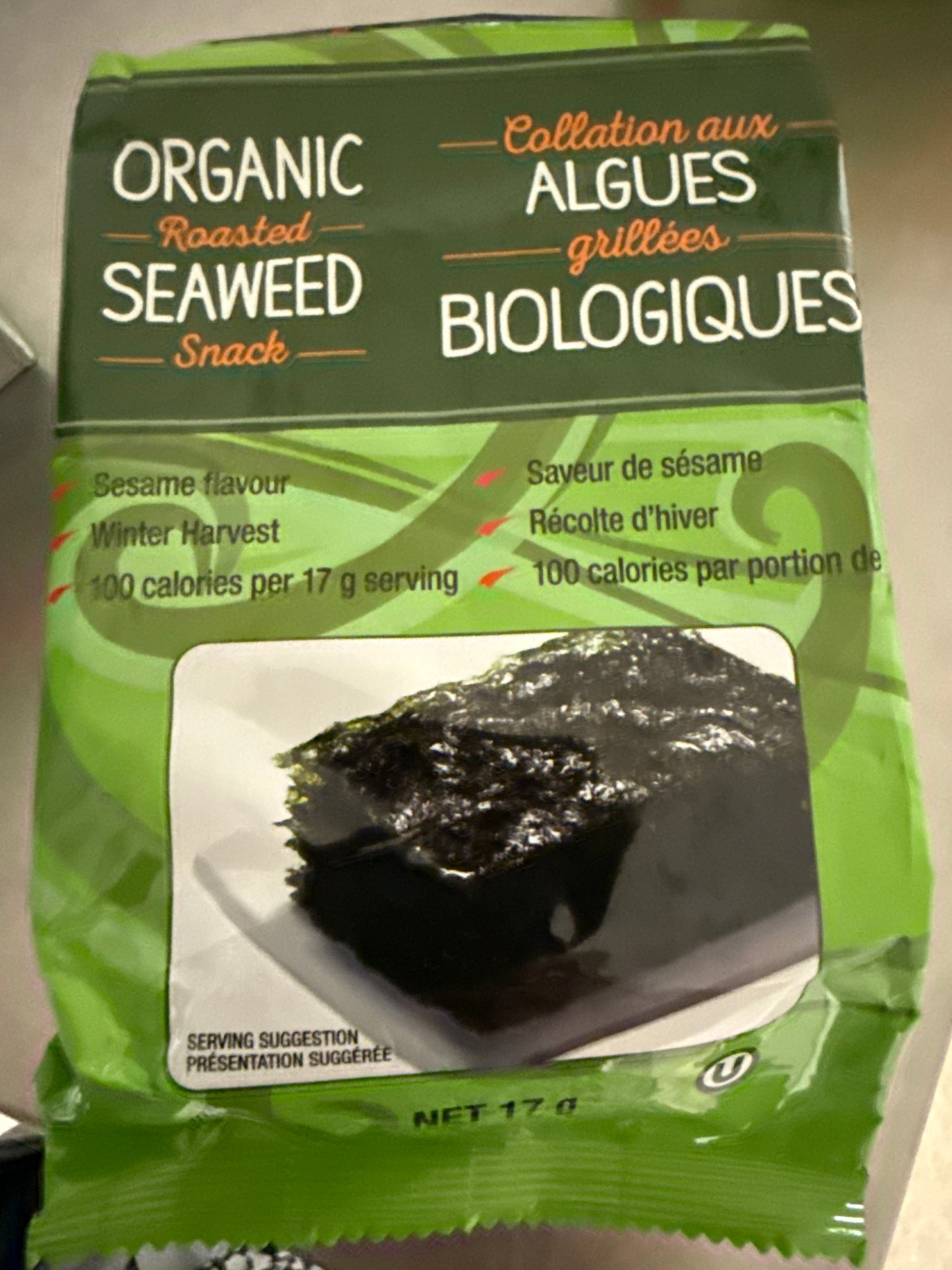 Organic roasted seaweed individual pack