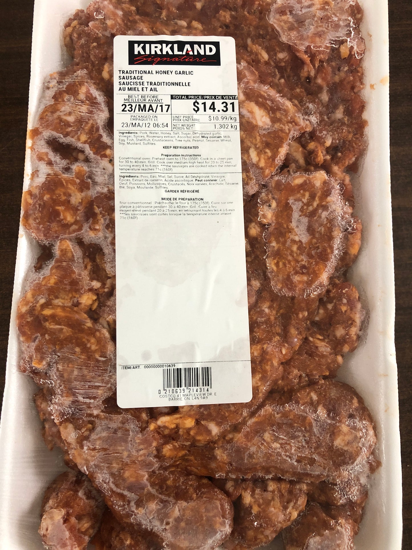 Traditional honey garlic sausage pieces