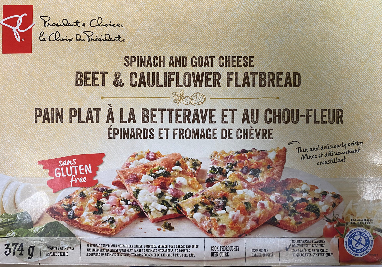 PC Spinach & Goat Cheese, Beet & Cauliflower Flatbread