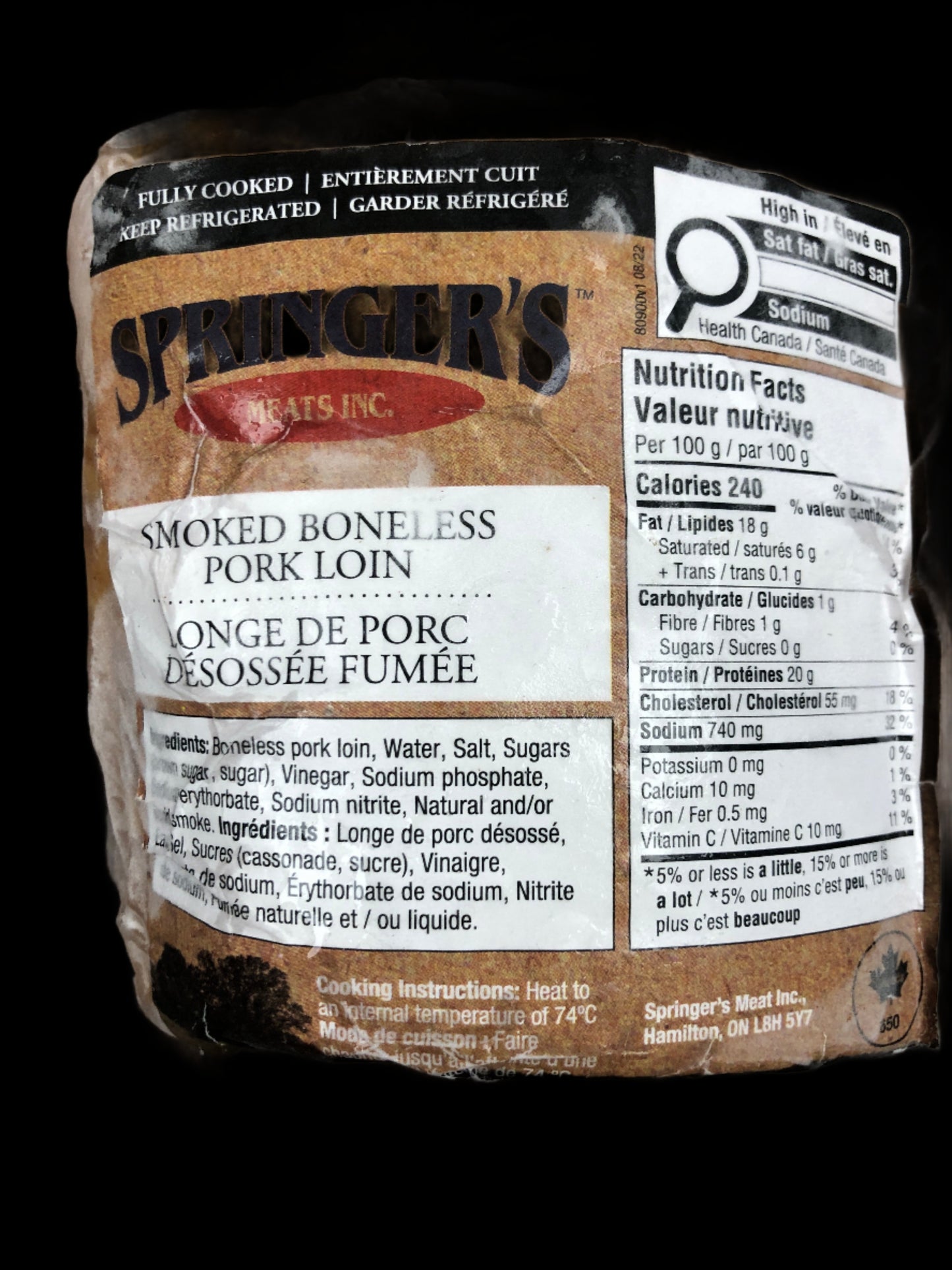 Springer smoked boneless pork loin