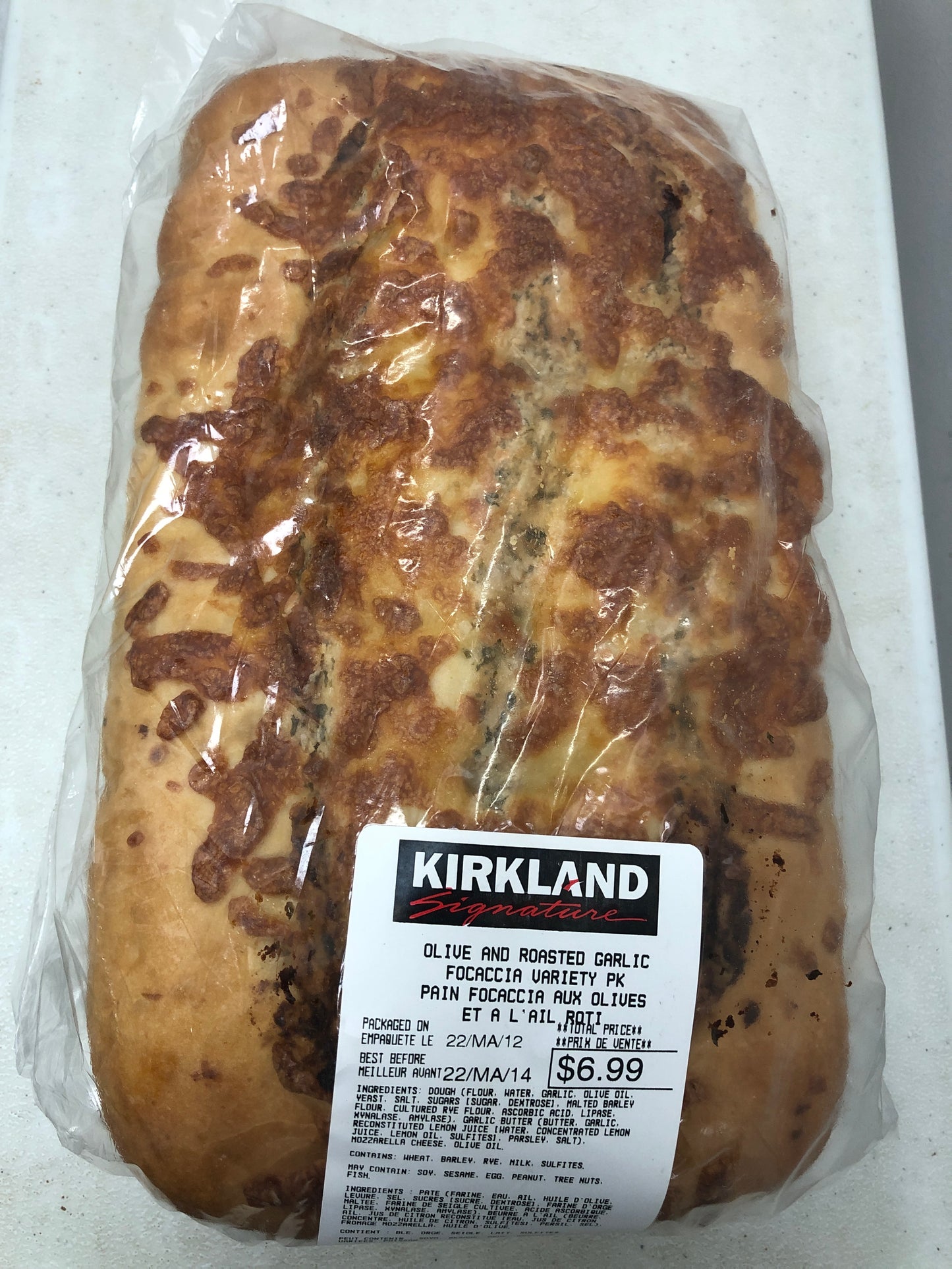 Olive and roasted garlic focaccia