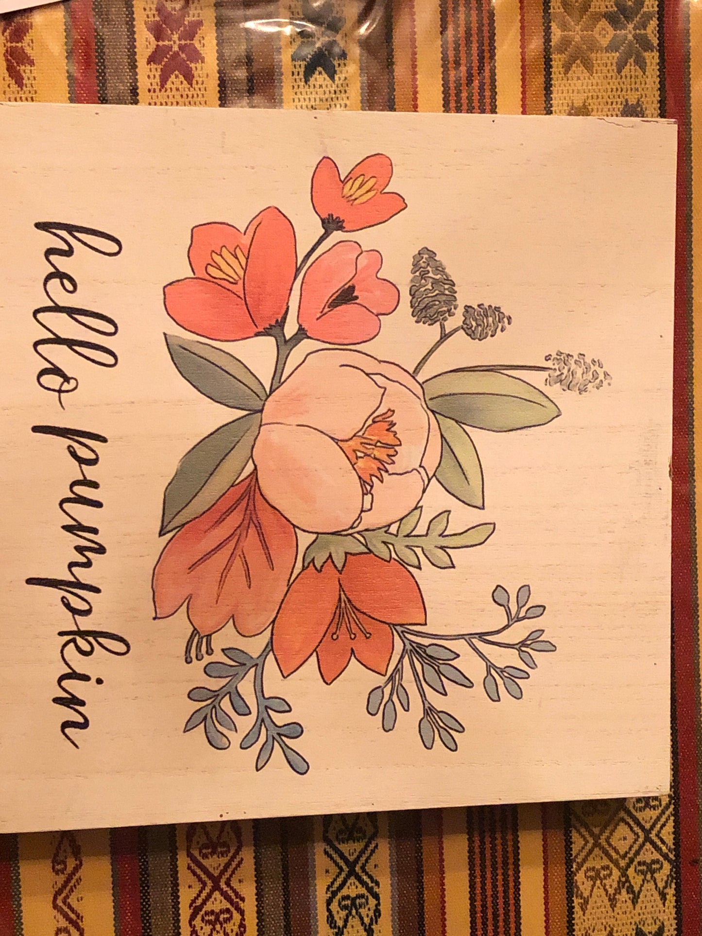 Hello pumpkin wall ornament