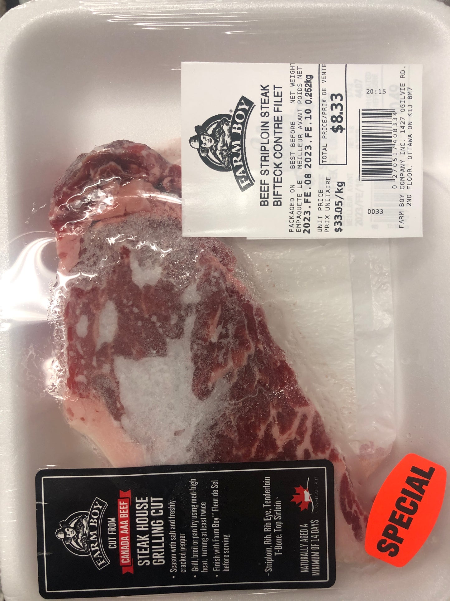 Frozen Beef - limit one meat item per household of any type of meat